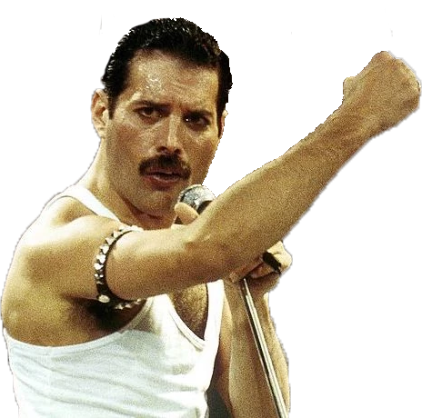 Freddie Mercury pumping his fist.